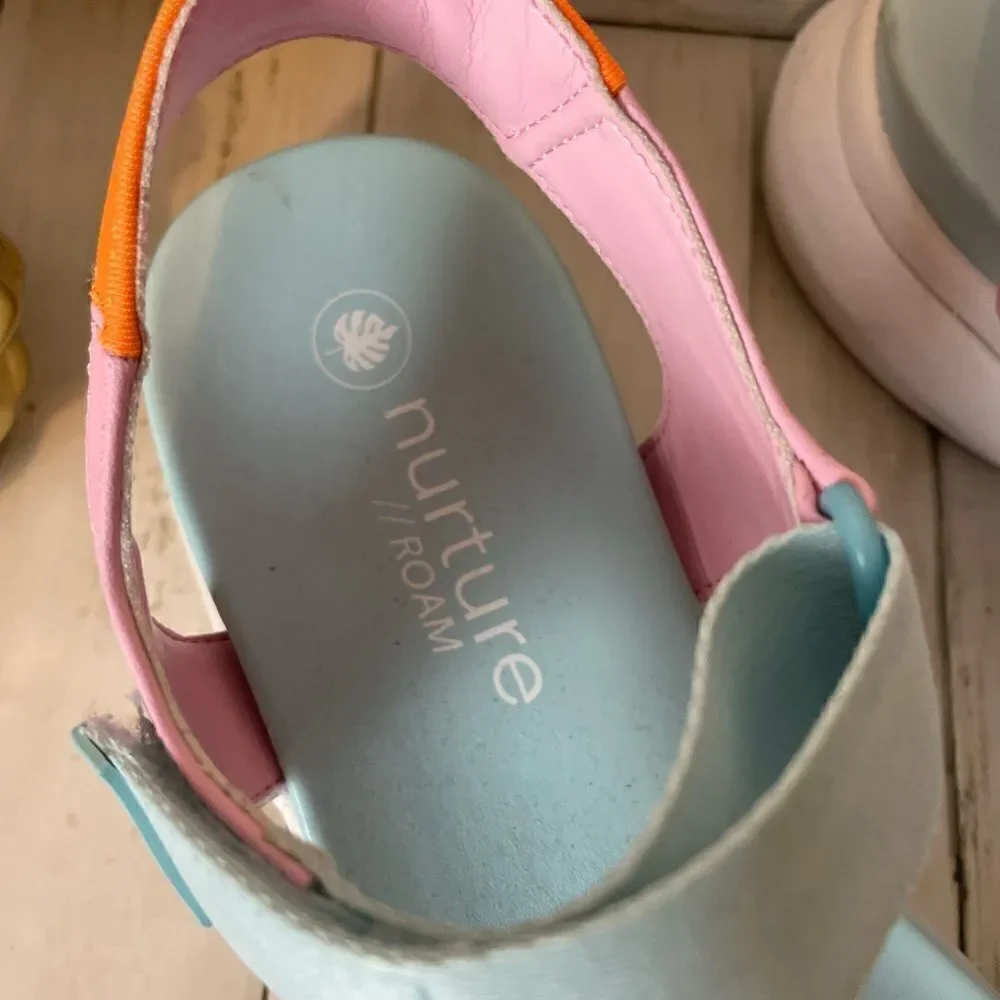 Nurture Roam Multi -Color Platform Block Heel Pastel Sandals Size 10
